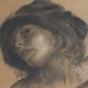 Portret meisje houtskool